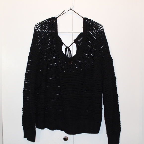 Fashion To Figure NWT 3x Black Bianca Pointelle Knit Cropped Sweater - Picture 6 of 10